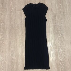 Zara Black Ribbed Midi Dress